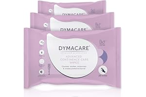 DYMACARE Advanced Continence Care Wipes | Adult Premium Disposable Incontinence Skin Cleansing Wet Wipes with Barrier Cream & Aloe Vera | 3 Packs (75 wipes total)