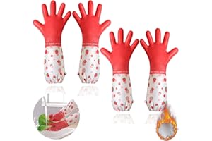 KASESSS 2 Paar Warme Putzhandschuhe, Wiederverwendbare Haushaltshandschuhe, Wasserdicht Handschuhe Putzen mit Herausnehmbares Futter Extra Lang Reinigungshandschuhe für Reinigung Haushalt