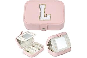 Parima Travel Jewellery Box for Girls Women, Travel Jewellery Case | Travel Gifts for Women Girls | Personalised Jewellery Box for Women | Birthday Gifts for Women Travel Jewellery Box- Initial L