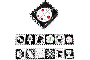 TSHAOUN Livre en Tissu pour Bébé，Jouets pour Nouveau-nés Livre d'éveil Noir et Blanc avec des Animaux， Jouets d'illumination pour l'apprentissage éducatif (Noir Blanc)