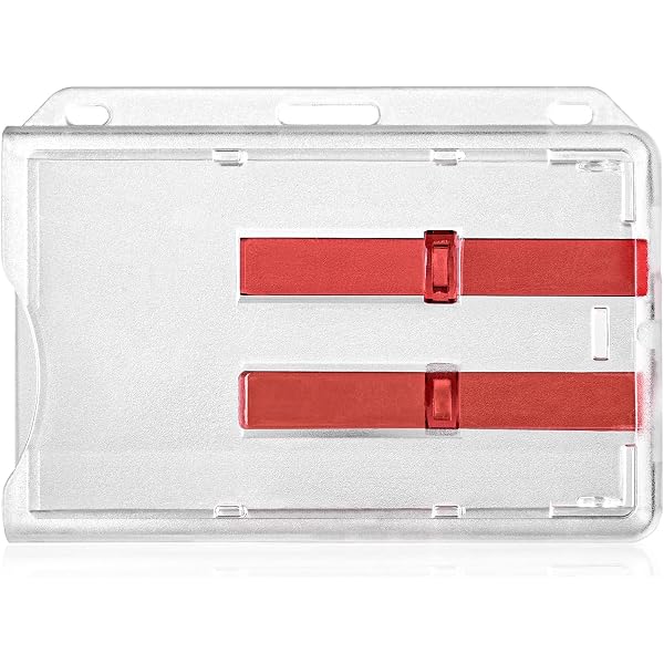 Ausweishalter Aus Polycarbonat – Transparent, Mit Zwei Roten Schiebern, Für Eine Karte (90x55 Mm)