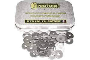 PROTORX Rondelles Metal Inox M3 : (Diam.int = 3,2mm x Diam.ext = 12mm) Boite 50pcs Large Plate Type "L" en Acier Inoxydable A2 | Carrossier Bricolage Réparation | Anti-Corrosion Usage Exterieur-Interieur