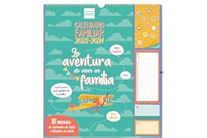 Finocam - Calendario de Pared Familiar Aventura Plus 16 Meses 2023 2024 Mes Vista Septiembre 2023 - Diciembre 2024 (16 meses) Español