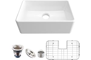 MEJE 61 CM Fregadero Pequeño de Cocina de Labranza, Cerámica, Delantal Frontal Con Colador y Rejillas de Piso