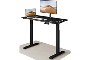 Desktronic Height Adjustable Desk 120 x 60 cm - Fast Dual Motor Sit Stand desk - Very Stable Electric Standing Desk - One-Piece Tabletop Stand Up Desk- Touchscreen controller Standing Desk