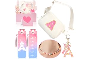 AWFRKY Christmas Gifts for Women Teenages Girl, Stocking Fillers for Teenage Girls, Personalized Initial Cross Body Bag Fanny Pack Keyring Necklace Gifts for Girls, Birthday Teenage Girl Gifts for Her (A)