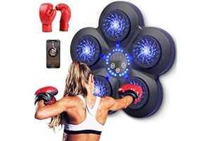 BQSHX Boxing Machine Wall Mounted, Smart Music Boxing Equipment Punching Pads With LED Light, Electronic Boxing Target With Bluetooth Music