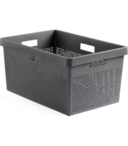 TATAY Wäschekorb Bohol Mit Deckel – 60 Liter, Aus 100% Recyceltem Polypropylen, BPA-frei, Maße 42,5x35,5x62 Cm