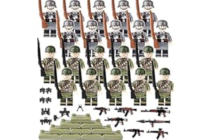 JOAAZAR Militärfiguren-Set, 20-teiliges Militärfiguren-Set aus dem 2. Weltkrieg, Soldat, Militär, deutsch-amerikanische Bausteine, Waffen-Zubehör-Set, Geburtstagsgeschenk für Kinder (A)