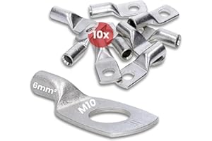 Kalitec HR6-10 - 10 capicorda tubolari, 6 mm², M10, senza foro di vista, made in Germany