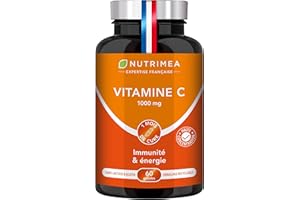 LABORATOIRES NUTRIMEA VITAMINE C - Ascorbate de Calcium 1000 mg - 100% Pure - 1250% des VRN - Energie, Vitalité & Défense Immunitaire - 60 Gélules Vegan - Fabriqué en France - Nutrimea