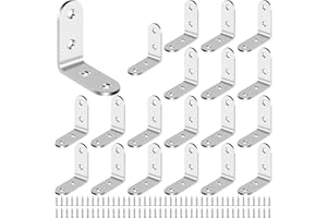 BGOBTY Staffe Angolari,20 pezzi Supporti Angolo in Acciaio Inox,40*40mm Staffe Metalliche,Angolari metallo,a L di 90 gradi,Utilizzato per collegare o fissare tavoli,sedie e librerie (40*40mm)