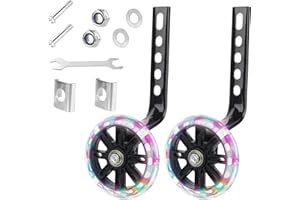 IWILCS 2 PCS Kids Bike Stabilisers, Bicycle Training Flash Wheels for Kids, Bicycle Training Wheels Mute Flash Wheelswith Adjustable Mounted Kit for 12 14 16 18 20 Inch Variable and Single-Speed Bikes
