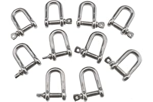 OTOTEC 10Pcs 4mm D Ring Bow Shackle Climbing Parachute Cord Buckle U Screw Pin Set