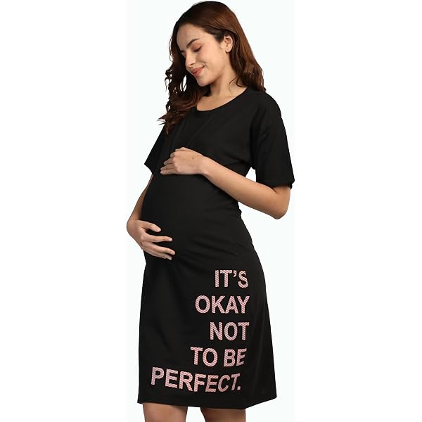 Buy The Mom Store Maternity T-Shirt Dress | Night Dress | Cotton | Loose  Fit | Pre and Post Pregnancy | Comfortable | Pregasaurus | Size - S Blue at  Amazon.in