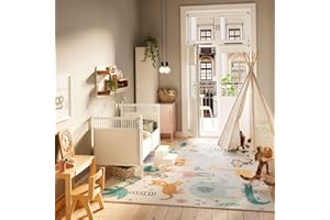 THE RUG HOUSE Washable Non Slip Kids Safari Bedroom Area Rug Zoo Animal Children's Play Mat Jungle Boys Girls Nursery Rugs 120cm x 170cm