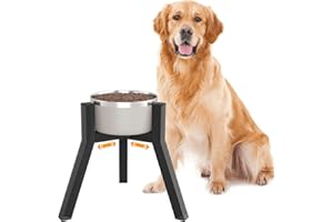 ADENGL Dog Bowl Stand for Medium Large Dogs, Adjustable Width Elevated Dog Bowls for 17.3-27cm Wide Bowls, Raised Dog Food & Water Bowls, 28cm Tall Single Dog Bowl Holder, Black (Bowl Not Included)