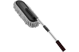 MoKo Car Duster, Multipurpose Car Wash Brush Exterior and Interior Microfiber Duster with Extendable Handle for Cleaning - Grey
