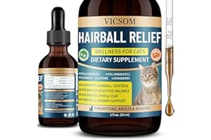 VICSOM Hairball Remedy for Cats Hairball Treatment, Hair Ball Relief for Cats, Furball Remedy Support Digestion, Prevent & Remove Hairballs, Natural Remove Hairballs - Chicken Flavor, 2 fl oz