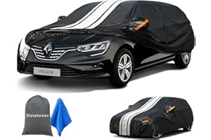 Cowtcver Housse de Voiture Extérieur pour 1999-2024 Renault Megane, Bâche Voiture Étanche Respirante Contre Pluie Soleil Poussière, Housse de Protection Voiture avec Zip et Doublure en Coton.