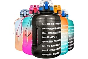 BuildLife Water Bottle with Time Markings - 2.2 Litre BPA Free Drinking Bottle Leak Proof Flip Cap Large Capacity Sports Water Jug (Black,2.2 Litre)