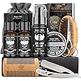 Euskolete Beard Kit for Men, Premium Beard Grooming Set for Men, Beard Care Oil, Balm, Brush, Comb, Scissors & Storage Bag, Birthday Gifts for Him Men Dad Father Boyfriend