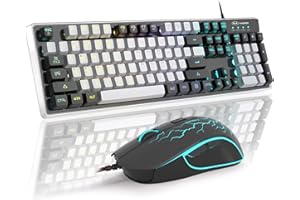 Gaming Keyboard and Mouse Combo, MageGee K1 RGB LED Backlit Keyboard with 104 Key Computer Gaming Keyboard for PC/Laptop (Black & Gray)