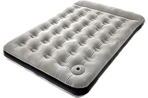 Hi-Gear Deluxe Double Air Bed with Built-in Foot Pump and Raised Pillow, for Adults, Teens & Kids, Durable, Portable, Blow Up, Inflatable Mattress, Camping, Festivals or Overnight Guests, Grey