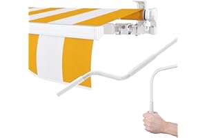 paramondo Gelenkarmmarkise Easy Balkonmarkise Sonnenschutz Terrasse, Vollständig zusammengebaut, Kurbelbedienung, 3,95 x 2,5 m (Breite x Ausfall), Blockstreifen Gelb-Weiß