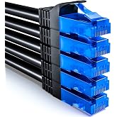 deleyCON 1m CAT6 U-UTP RJ45 Network Cable Set, 5 Units - Black | CAT-6 LAN Cable, Patch Cable, Ethernet Cable for DSL, Switch
