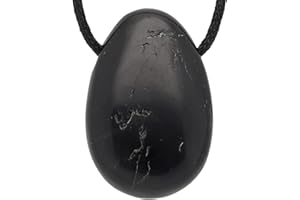 Lebensquelle Plus Ciondolo a goccia nero in tormalina/Schörl | Ciondolo forato di qualità B con nastro di cotone, Pietra semipreziosa, Tormalina