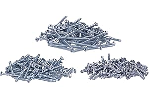 Voxura Geräteschrauben für Hohlwanddosen, Unterputzdosen PZ1 Kreuzschlitz-Schrauben zur Elektroinstallation, Senkkopfschrauben Ø 3,2 mm, 300 Stück, je 100 x 15mm / 25mm / 40mm im Beutel