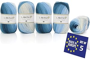 LAWINIA COLORISH Luxury Rainbow Yarn DK, Rainbow Wool for Knitting, Pack of 5 Each 100g - 350m 100% Acrylic DK Knitting Yarn, Multicoloured Wool, Ombre