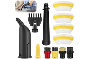 GEBRAZY 12PCS De Accesorios De Limpieza De Vapor para Kärcher Easyfix SC1 SC2 SC3 SC4, Juego De Piezas De Repuesto con Boquilla Extendida, Cepillo Redondo,Cepillo para Juntas, Paños De Microfibra