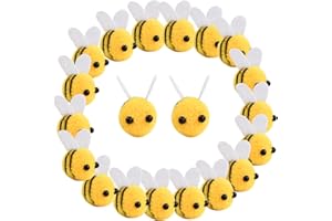 Nivofu 20 Stück Bienen Kostüm Haarreif, Biene Erwachsene Stulpen, Biene Wollfilz, Bienenhandwerk Ball Mini Handwerk Kugeln, Bee Wolle Filz, Biene Dekoration Filzen Für DIY Haarspangen, Schmuck
