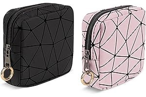 PLAYEXEN 2 Piezas Neceser Maquillaje Organizador Bolsa Estuches de Maquillaje para Niñas Mujeres de PU Bolsos de Aseo Maquillaje Portátil Bolso Maletín De Cosméticos para Viajes Compras,11,5*11,5*3cm N&Rosa
