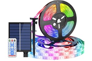 EONANT Striscia luminosa a energia solare, 10 m, 240 LED, impermeabile, flessibile, per esterni, per feste di Natale, 8 modalità con telecomando (multicolore)