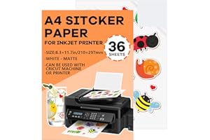 NICEIN® Folia samoprzylepna A4, papier, folia samoprzylepna, przezroczysta, papier do drukarek, wodoodporna, do drukarek atramentowych, laserowych (biała, 36 szt.)