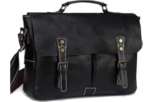 VASCHY Sac à bandoulière vintage pour homme et femme - En toile de cuir - Pour ordinateur portable de 15,6" - Avec sangle amovible