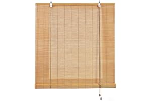 Estor Enrollable de Bambú Natural Premium de Estilo Rústico, Protección Solar y Oscurecimiento, Resistente al Agua, Persiana de Bambú para Puertas y Ventanas STORESBASIC Color Natural 60x175