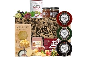 ANT & CHID he Snowdonia Cheese Hampers Gift Basket - 3 Award Winning Cheeses,Pate,Snowdonia Onion Caramalised and Fig Apple Chutneys,Olives,Butter Milk Biscuits - Cheese Hamper Gift Set for Men and Women