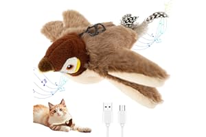 VAVPUP Jouet électrique en feutre pour chat - Oiseau interactif avec capteur tactile - 3 fréquences - Intelligent et rechargeable