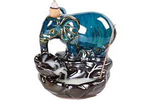 ZONSUSE Brucia Incenso Elefante, Porta Incenso a Cascata di Elefante, Bruciatore di Incenso a Forma di Statua di Animale, per Yoga Meditazione Regalo Decorazione per Casa e Ufficio (Elefante)