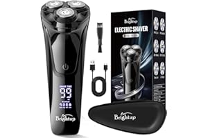 ‎BRIGHTUP Brightup Rasierer Herren Elektrisch mit 4D-Schwebekopf, Kabellos LED Elektrischer Nass- und Trockenrasierer für Männe, IPX6 Wasserdichter Elektrorasierer, USB-C Aufladung & Pop-Up Trimmer, Reisesperre
