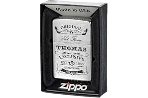 Zippo Original Briquet fluide brossé avec coffret cadeau avec gravure originale exclusive