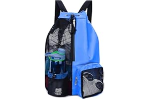 JSTHHTT Sac Piscine, Sac de Piscine en Maille, Sac Cordon Séparation Humide et Sèche, sac piscine, Sac à Dos de Plage avec Séparation Sèche et Humide pour Sport, Plage, Voyage pour Garçons et Filles