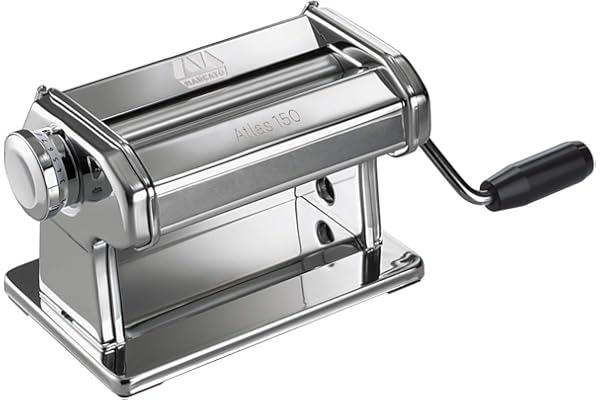 Marcato Machine à Pâtes, Nouvelle Atlas 150 Premium, Pâte Maker, Tire-Pochette, Feuilleter, 10 Épaisseurs, Acier Chromé, Compatible avec 12 Accessoires pour Formats supplémentaires, AT-150-ROL-PRM