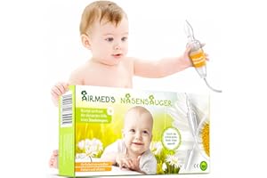 ‎NASENSAUGER Nasensauger Baby. Original Airmed's Nasensauger. KLINISCH GETESTET, sicher und sanft. Nasensekretsauger mit 2 Saugköpfen & Gratis Reinigungsbürste. Für jeden Staubsauger geeignet