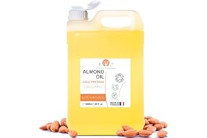 B.O.T COSMETIC & WELLNESS Huile Amande Douce Bio, Pressée à Froid, Pure. Huile de Massage Professionel, Huile pour Cheveux et Cils, Hydratant Corps (Mains, Ongles), Visage (Anti-âge), Vergetures Grossesse - 5000 ml