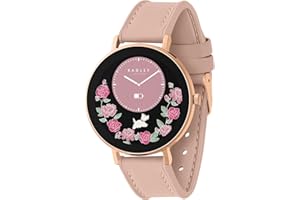RADLEY Series 28 Amoled Smart Watch for Women with 1.19", Heart Rate, Bluetooth, Sleep tracking, Sports modes, Blood Oxygen, 5ATM Water Resistance, Cobweb Pink Leather Strap